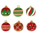 Christmas napkin ring set with festive bauble and reindeer designs for holiday table decor - Gold + Color Ball Combination