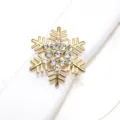 Anello portatovagliolo con fiocco di neve in strass dorati dettaglio per tavola. - Fiocco di neve / Oro chiaro