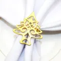 Rond de serviette arbre de Noel en metal dore pour decoration de table de fete elegante. - 63
