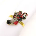 Christmas rhinestone napkin ring gold metal alloy table decor holiday party dinner setting - 10
