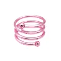 Pink metal spring napkin ring with double beads, elegant table decor for hotel and wedding. - Pink