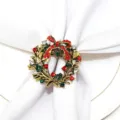 Christmas rhinestone wreath napkin ring elegant holiday table decor metal holder - 8