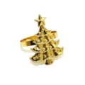 Gold Christmas tree napkin ring, alloy festive dinner table decor accessory for hotel party. - 25 Gold