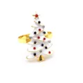 White Christmas Tree Napkin Ring with Alloy and Rhinestone for Holiday Table Decor - 36