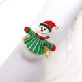 Christmas snowman napkin ring alloy holiday table decor red green festive accessory - 37