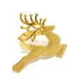 Gold Christmas reindeer napkin ring, alloy deer table decor for holiday party dinner. - 42
