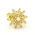 Gold snowflake napkin ring with faux pearls, elegant holiday table decor for Christmas events. - 46