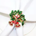 Christmas rhinestone holly wreath red bells Christmas napkin ring for holiday decoration. - 51