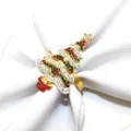 Christmas tree rhinestone napkin ring metal napkin holder for holiday table party decor. - 55