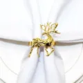 Gold geometric deer napkin ring set for Christmas dinner table decor, metal alloy napkin holder. - 59