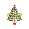 Christmas tree napkin ring alloy rhinestone holiday table dinner decor holder gold - 60
