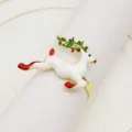 Christmas reindeer napkin ring holiday metal table decor gold white red green 1pc - 61