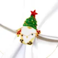 Christmas gnome napkin ring gold alloy rhinestone holiday table decor napkin holder buckle - 63