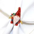 Christmas gnome metal napkin ring variant with sparkling red hat and rhinestone decor. - 64
