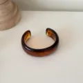Vintage Harz breiter Armreif offene C-Form Bernstein Schildpatt Design Mode Schmuck - Bernstein