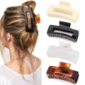 Large square hair claw clips for thick hair, elegant non-slip acrylic shark clips for women. - Hot Sale 4-Piece Set D