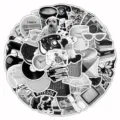 Schwarz weiße ästhetische Aufkleber 60 Stk wasserdichte Vinyl Sticker für Laptop Handyhülle. - 60 Stück/Packung