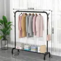 Metal garment rack with storage shelves and hooks, sturdy standing clothes organizer for bedroom. - 110cm / Black