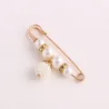 Exquisite gold-tone pearl safety pin brooch detail, featuring sparkling rhinestones and chic charm. - Hanging Strawberry / 5.8cm