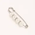 Pearl waist tightener pin for pants adjustable safety brooch anti glare clothing decorative buckle - Silver Earring Post White Pearl / 5.50cm / White