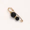 Gold alloy pearl safety pin brooch for waist tightening and anti-wardrobe malfunction clothes decor - Black Gourd / 5cm