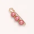 Gold tone safety pin brooch with pink matte pearls and crystal rhinestones for clothing waist. - Eraser / 5.8cm / Pink