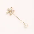 Elegant cherry blossom crystal and pearl waist tightening pin brooch for women clothing - Five-Prong Rhinestone Insert Pearl Brooch