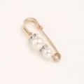 Pearl rhinestone safety pin detail shot showing elegant brooch design for clothing waist adjustment. - Mixed Size Beads Gold Pin Silver Rhinestone Ring / 3.8CM