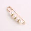 Pearl waist tightening pin brooch anti-glare clothing fix buckle for pants skirts - 7.5cm / White