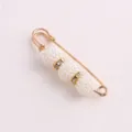 Pearl safety pin brooch for waist tightening and anti glare clothing decoration elegant skirt clip. - Three Bayberry Balls / 5.8cm
