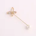 Pearl butterfly waist tightening pin, metal rhinestone brooch for clothes and skirts. - Butterfly Rhinestone Insert Pearl Brooch