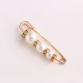 Pearl Safety Pin Waist Tightener Rhinestone Brooch Clothing Clip Adjustable Decorative - Gold Rhinestone Ring Graduated Pearls / 5.8cm