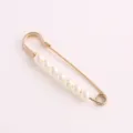 Pearl waist tightening pin anti-exposure brooch decorative clothing pants adjustment buckle - Gold Pin 7 Pearls / 7.5cm