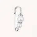 Pearl safety pin brooch for waist tightening, elegant silver metal clothes fixing decoration. - Mixed Size Beads Silver Pin White Rhinestone / 3.8CM