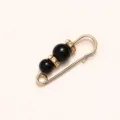 Gold pearl waist tightening safety pin brooch for dress pants anti-glare decorative buckle - Mixed Size Beads Gold Pin Black Pearl Gold Rhinestone / 3.8CM