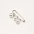 Pearl waist tightening safety pin brooch for clothes dress pants adjustable anti glare decor - Silver Pin Basic Pin Hanging Three Pearls / 5cm