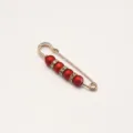 Gold safety pin waist tightener brooch with matte red beads and shining rhinestones for clothes. - Matte Finish 8MM Bead / 5.50cm / Red