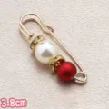 Gold pearl waist pin brooch with red bead and rhinestones for clothes 3.8cm - Big White Bead Small Matte Red Bead / 3.8CM / Red