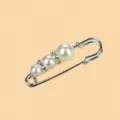 Pearl waist tightening safety pin brooch for clothes skirt waist adjustment anti-glare - Silver Pin Graduated Pearls Two Rhinestone Rings / 5.50cm