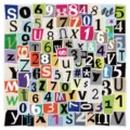 Gemischte Erpresserbrief-Stil Buchstaben Zahlen Aufkleber für DIY Handyhüllen Dekor. - Buchstabe B / 100 Stück/Packung / bunt
