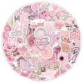 100pcs pink cute cartoon aesthetic stickers waterproof decals for phone case laptop - 100 Pieces/Pack / Pink Fresh Style - 100 pcs/pack