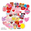 100pcs Pegatinas de San Valentín Amor Impermeables Corazones Lindos para Ordenador Móvil - 100 Piezas/Paquete