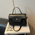 Black retro fashion handbag baguette bag women casual commuter single shoulder crossbody bag - Black without Pendant