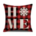 Christmas buffalo plaid throw pillow cover with white home letters for sofa decor. - Style 2(2)
