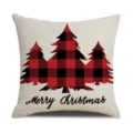 Christmas buffalo plaid throw pillow cover linen festive sofa cushion home decor - Style 2(3)