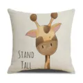 Housse de coussin en lin imprimée d'une girafe de dessin animé mignon pour canapé - Taille 45 Housse de Coussin en Lin (Sans Noyau) Impression Unilatérale / Girafe