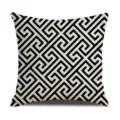 Modern black and white geometric pattern linen cushion cover for stylish sofa living room decor - 45 Size Linen Pillow Cover (Without Core) Single-Sided Print / 6JH(8)