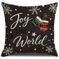 Christmas decorative cushion cover with Joy To The World print and snowflake patterns. - Style 1 / 45x45 Square (No Insert)