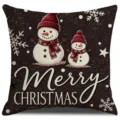 Christmas snowman cushion cover vintage holiday decorative pillowcase for sofa living room - Style 2 / 45x45 Square (No Insert)