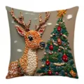 Christmas reindeer cushion cover linen festive decorative pillowcase for holiday home decor - Style 1